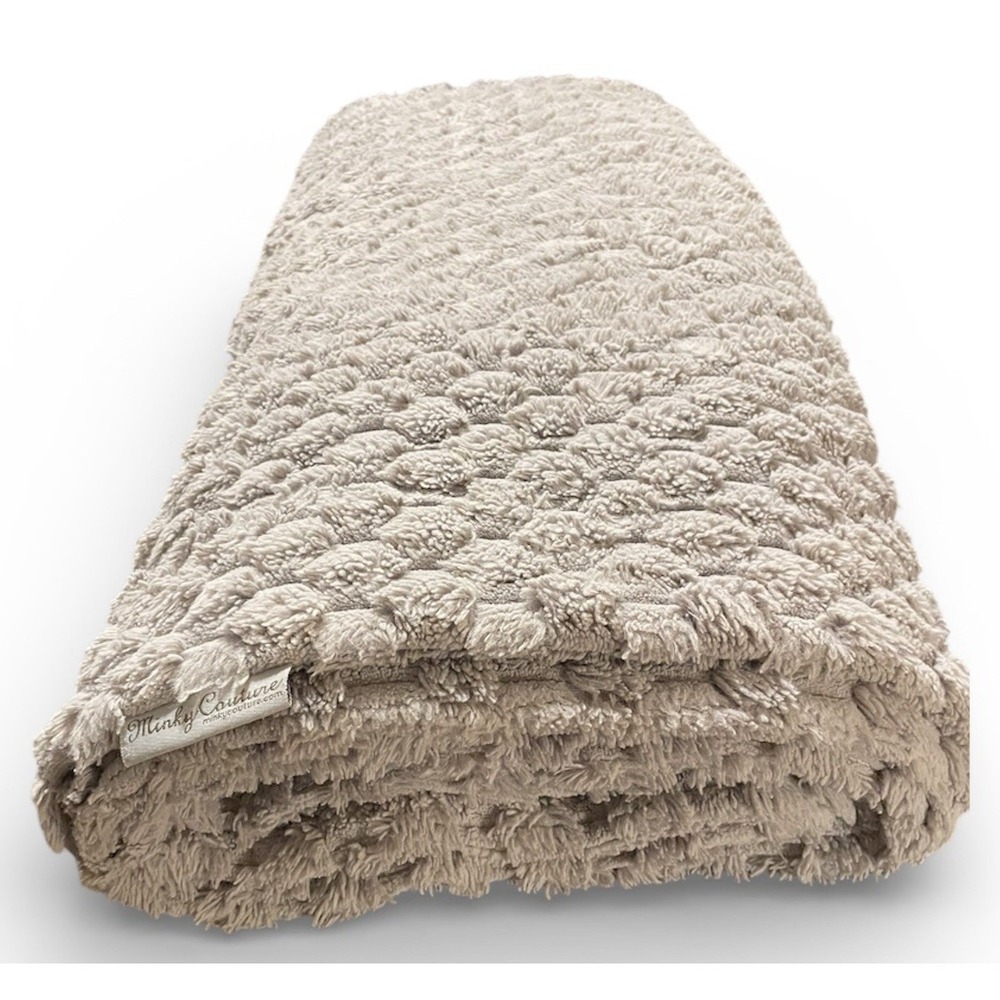 Minky Couture 60" x 80" XLarge Grey Luxury Blanket Cozy Designer  Waffle Texture